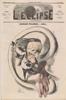 Caricature of Richard Wagner in L'Éclipse, 1869.