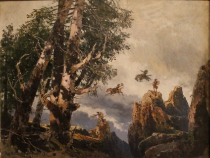 The Valkyrie's rock. Set design for Act III of opera Die Walküre by Richard Wagner. Bayreuth, 1896,