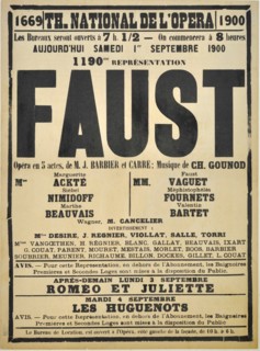 Poster for the Opera Faust by Charles Gounod at the Théâtre national de l'Opéra, September 1900, 1