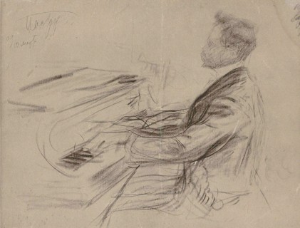 Alexander Scriabin (1872-1915) at the grand piano, 1909.