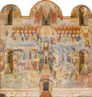 The Last Judgment. Fresco of the Saint Sophia Cathedral, Vologda, 17th century.