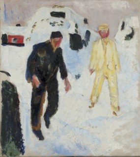Black and Yellow Men in Snow, 1910-1912.
