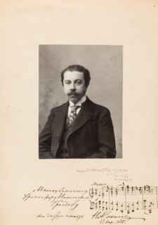 Portrait of the Composer Nikolay Alexandrovich Sokolov (1859-1922) with a hand-drawn notes fragment