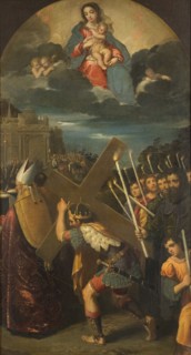 Emperor Heraclius returns the True Cross to Jerusalem.