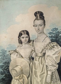 Portrait of Sisters Sofia Petrovna (1823-1877) and Alexandra Petrovna (1821-1880) Ushakov, 1830s.