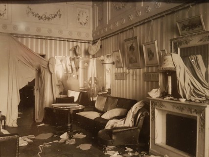 Boudoir of Empress Alexandra Fyodorovna after the Storming the Winter Palace, 1917.