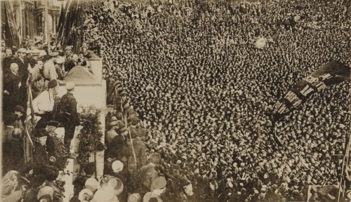 Vladimir Lenin at the opening ceremony of the II Comintern World Congress in Petrograd on July 19, 1