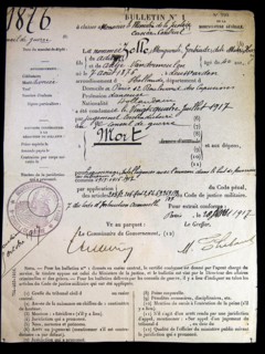 The official death sentence of Mata Hari, 1917.
