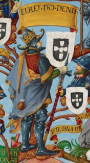 King Denis I of Portugal (1261-1325) From Genealogia dos Reis de Portugal, ca 1530.