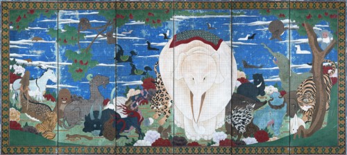 Birds, Animals, and Flowering Plants in Imaginary Scene, 18th century.