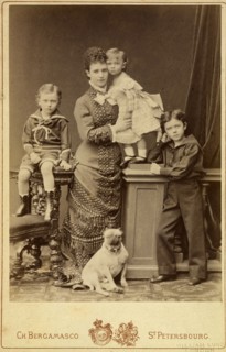 Grand Duchess Maria Fyodorovna with children, Nicholas Alexandrovich, George Alexandrovich and Xenia