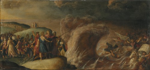 The Israelites crossing of the Red Sea.