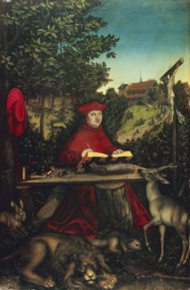 Cardinal Albrecht of Brandenburg (1490-1545) as Saint Jerome, 1527.