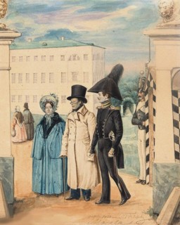 Walk (Self-portrait with father and sister), 1837.