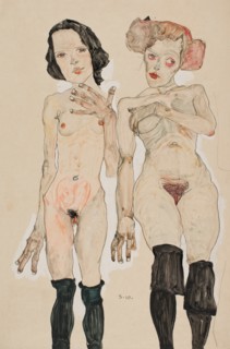 Two Naked Girls with Black Stockings, 1910.