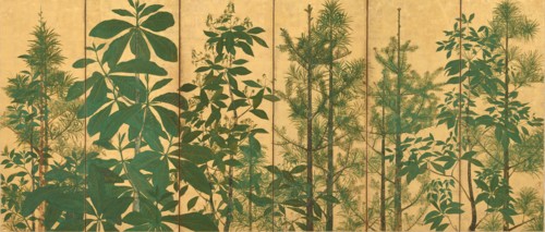 Trees. A six-section folding screens, Mid of 17th cen..