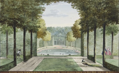 The garden with the menagerie of the Huis Zuydwind at 's Gravenzande, 1746.