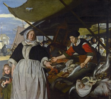 Adriana van Heusden and her Daughter at the New Fish market in Amsterdam, 1662.