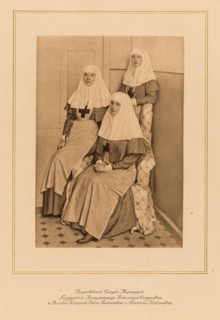Empress Alexandra Fyodorovna of Russia with Grand Duchesses Olga Nikolaevna of Russia and Tatiana Ni