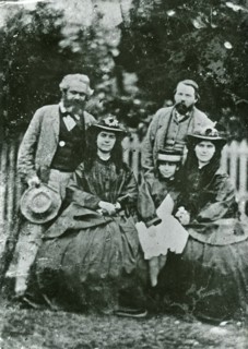 Karl Marx, Friedrich Engels and the daughters Jenny, Eleanor and Laura Marx, 1864.