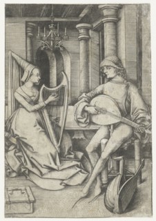 Luteplayer and Harpist, Late 15th cen..