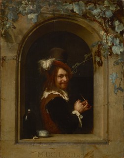 Man with pipe at a window, ca 1658.