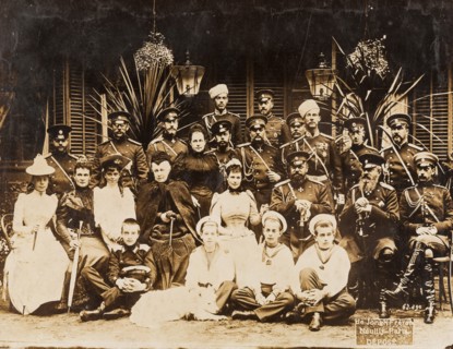 Members of the Romanov family at the summer military manoeuvres in Krasnoye Selo, 1892.