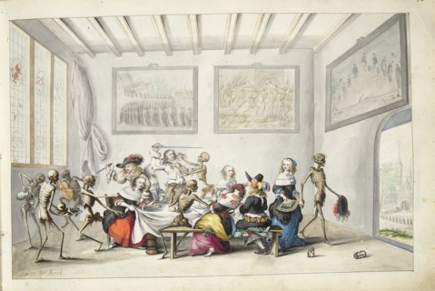 Merry company surprised by death, 1660.