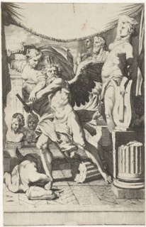 Prudence prevents time from destroying ancient art, 1670s.