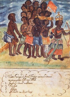 Queen Nzinga with Military Entourage, Kingdom of Matamba, Angola (From: Manoscritti Araldi), Between