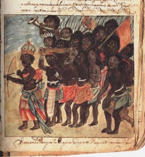 Queen Nzinga with Military Entourage, Kingdom of Matamba, Angola (From: Manoscritti Araldi), Between