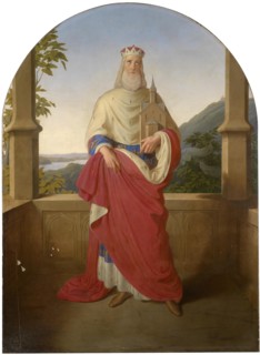 Saint Leopold in front of a Danube view and the Leopoldsberg in the background, 1849.