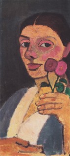 Self-Portrait with Two Flowers in Her Raised Left Hand, 1907.