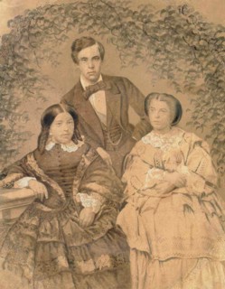 Sergei Mikhailovich Tretyakov with his wife Elizaveta Tretyakova and her sister Anna Alexeeva, 1850s