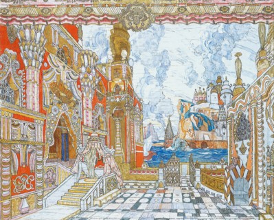Stage design for the opera The Tale of Tsar Saltan by N. Rimsky-Korsakov, 1907.