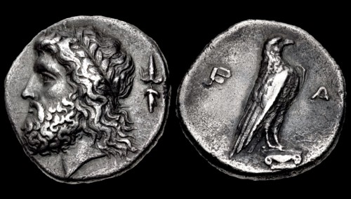 The 107th Olympiad. Obverse: Head of Zeus, Reverse: Eagle. Elis, Olympia, 352 BC.