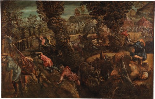 The battle between the Israelites and the Philistines, .