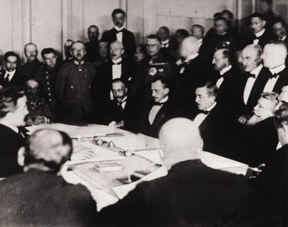 The signing of the Treaty of Brest-Litovsk in the fortress of Brest-Litovsk, March 3, 1918, 1918.