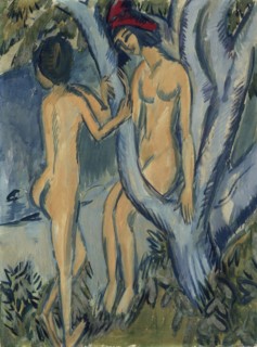 Two Nudes by a Tree, Fehmarn, 1912-1913.