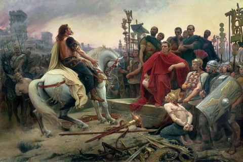 Vercingetorix throws down his arms at the feet of Julius Caesar, 1899.