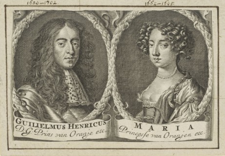 Wedding portrait of Willem III and Mary II Stuart, 1688.