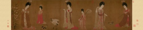 Court Ladies Wearing Flowered Headdresses, 8th century.