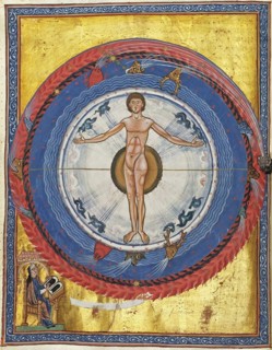 Macrocosm and Microcosm (Vision from Liber Divinorum Operum), ca 1220-1230.