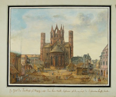 Liebfrauenplatz and Mainz Cathedral from the east, 1812.