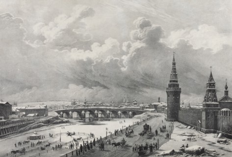 View of the Moscow Kremlin and the Kamenny Bridge (Greater Stone Bridge), 1825.