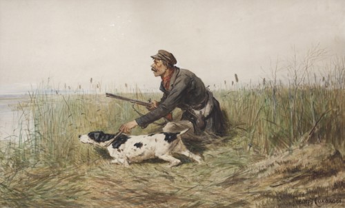 Hunter with hunting dog, 1870s.