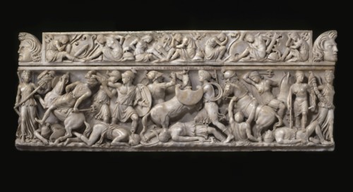 Sarcophagus with battle scenes between the Greeks and the Amazons, 2nd cen. AD.