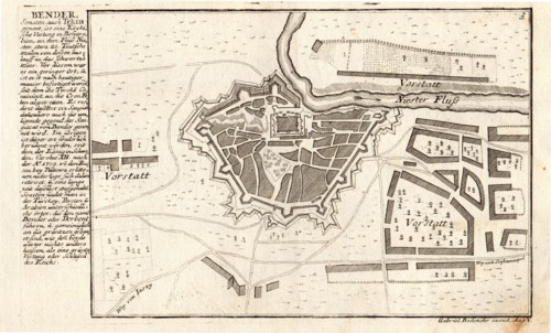 Bender, the Turkish fortress in Bessarabia, ca 1720.