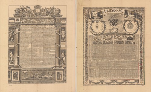 Calendar of Jacob Daniel Bruce, 1709, Mid of the 19th cen..
