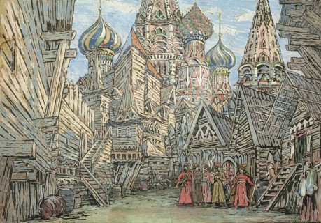 Stage design for the opera Khovanshchina by M. Musorgsky.